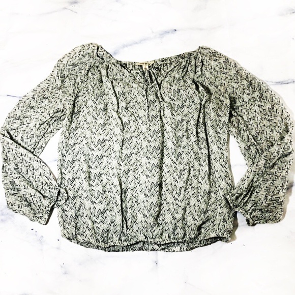 Lucky Brand Tops - Lucky Brand Black & White Sheer Peasant Blouse